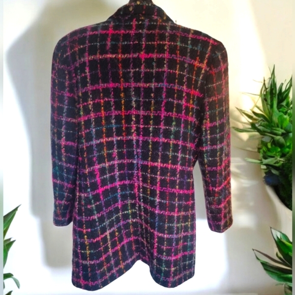 Vintage 90s Vibrant Checkered Multi-Coloured Lined Blazer Jacket - Picture 3 of 12